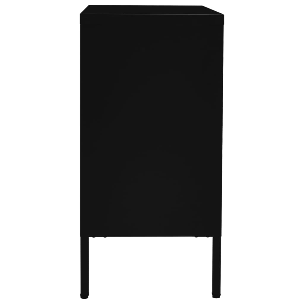 Sideboard Schwarz 75x35x70 cm Stahl und Hartglas