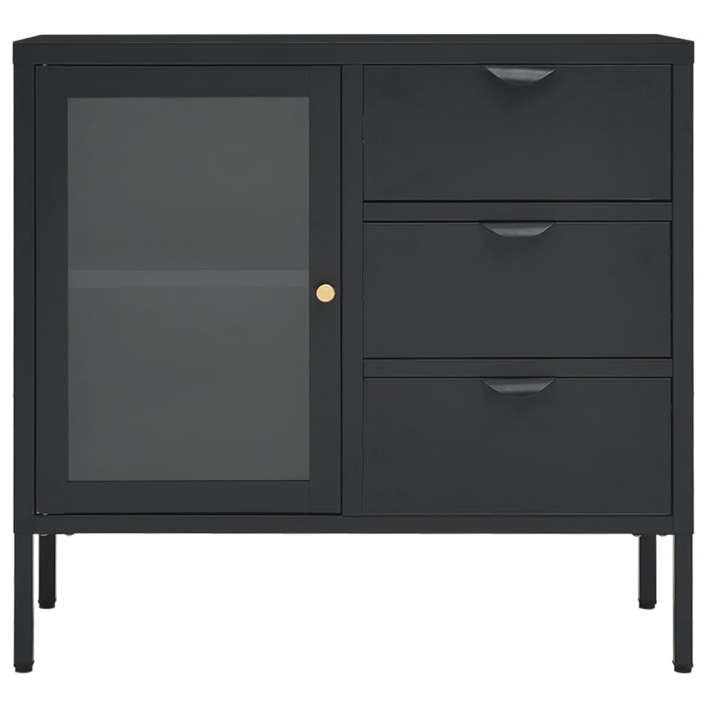 Sideboard Anthrazit 75x35x70 cm Stahl und Hartglas