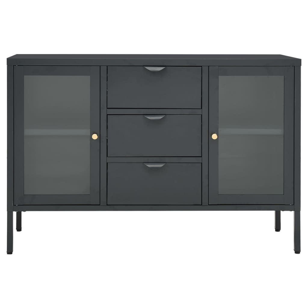 Sideboard Anthrazit 105x35x70 cm Stahl und Hartglas