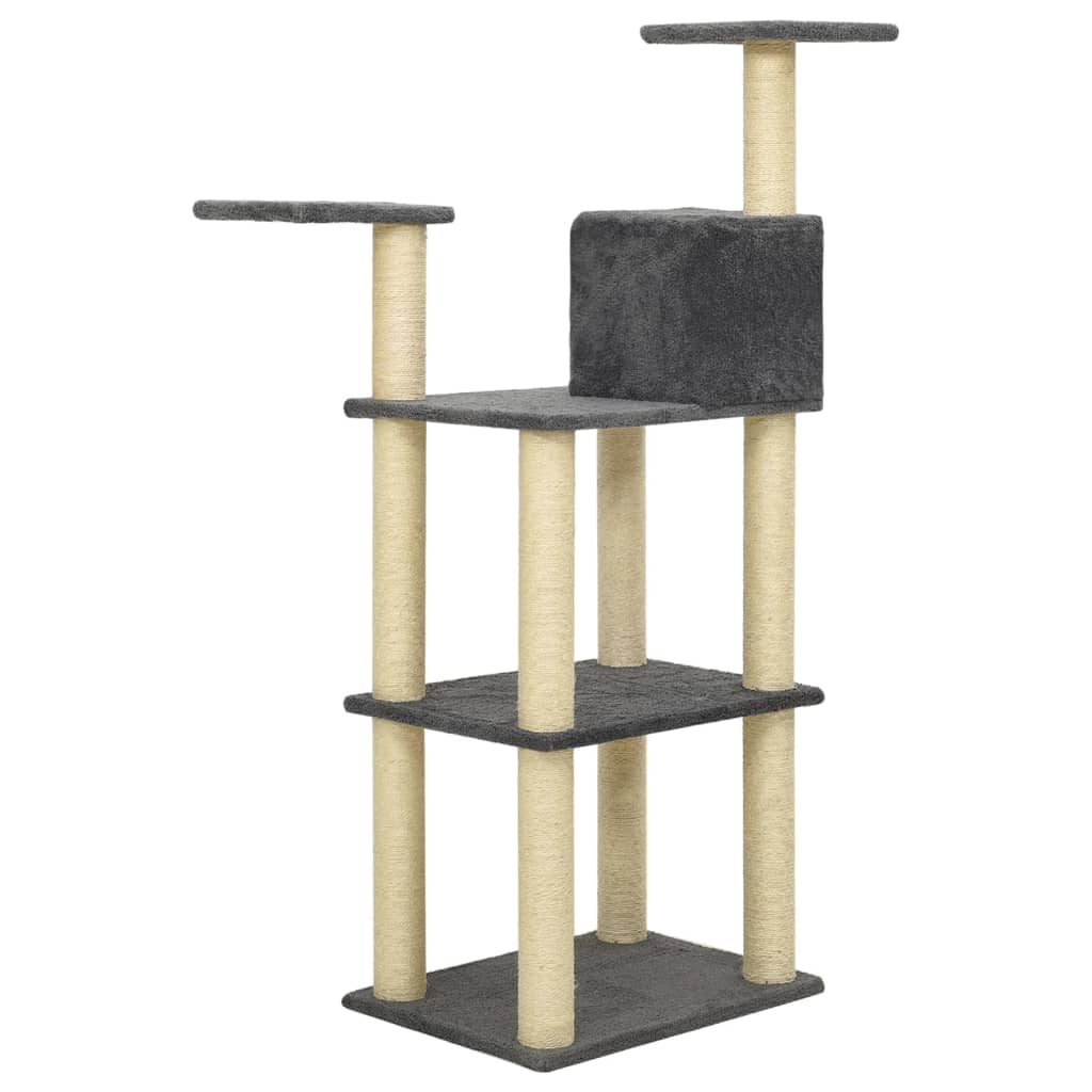 Kratzbaum mit Sisal-Kratzsäulen Dunkelgrau 119 cm
