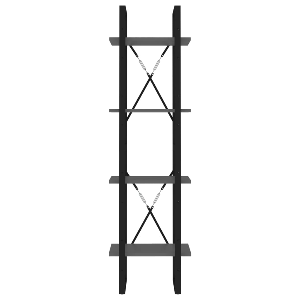 Bücherregal 4 Fächer Grau 40x30x140 cm Holzwerkstoff