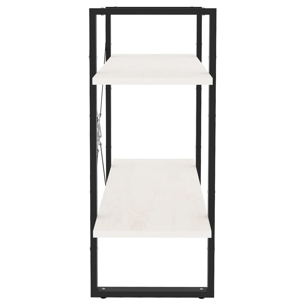 Bücherregal 2 Böden Weiß 80x30x70 cm Massivholz Kiefer