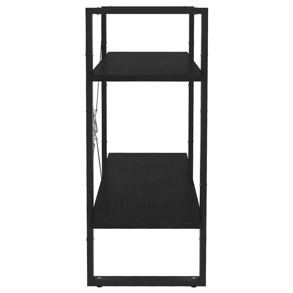 Bücherregal 2 Böden Schwarz 80x30x70 cm Massivholz Kiefer