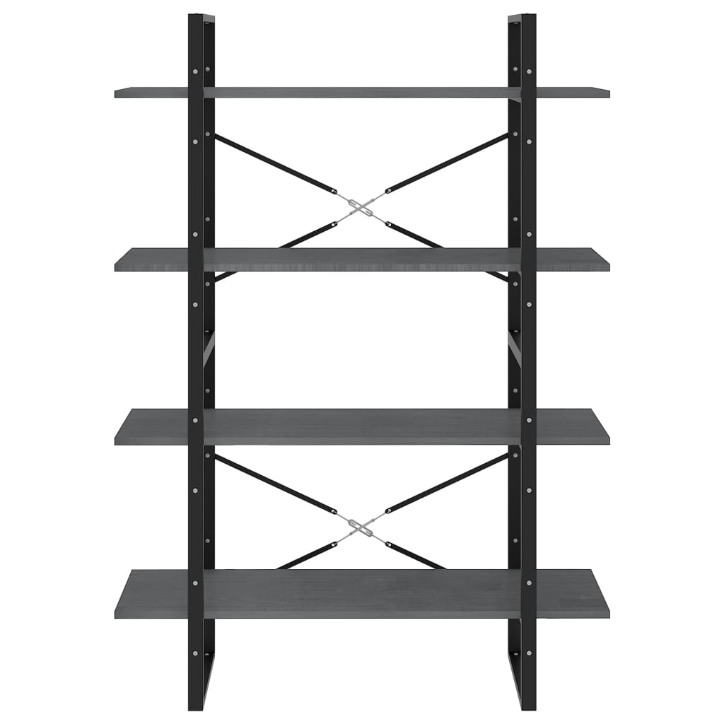 Bücherregal 4 Böden Grau 100x30x140 cm Massivholz Kiefer