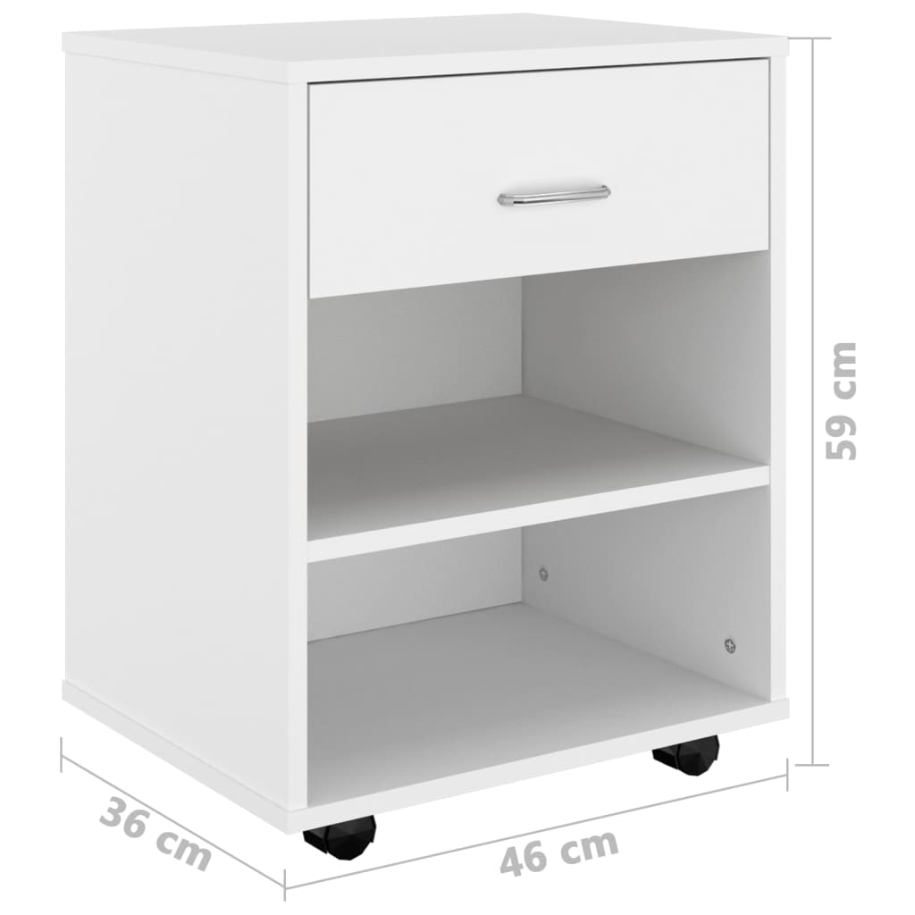 Rollschrank Weiß 46x36x59 cm Holzwerkstoff