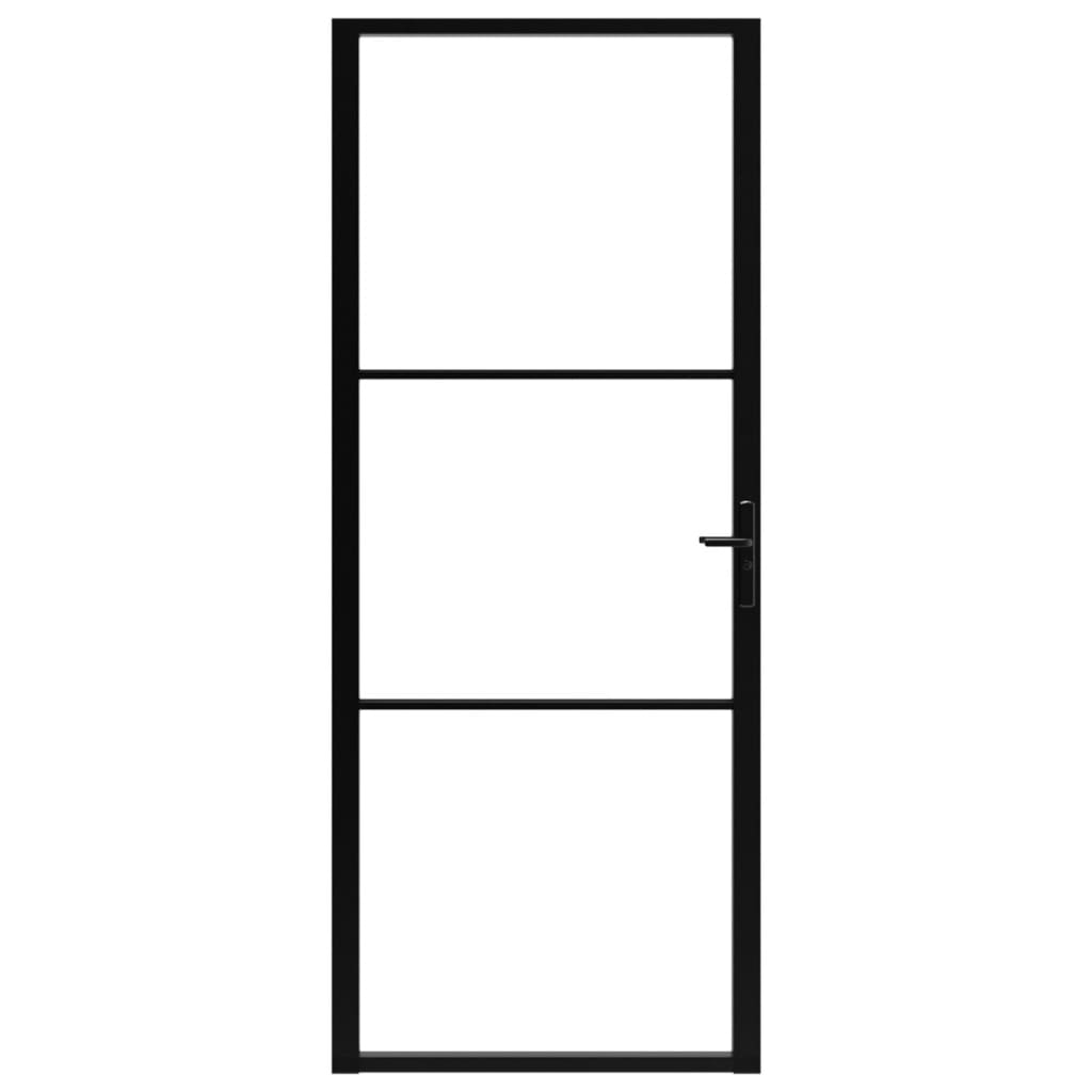 Innentür ESG Glas und Aluminium 93x201,5 cm Schwarz