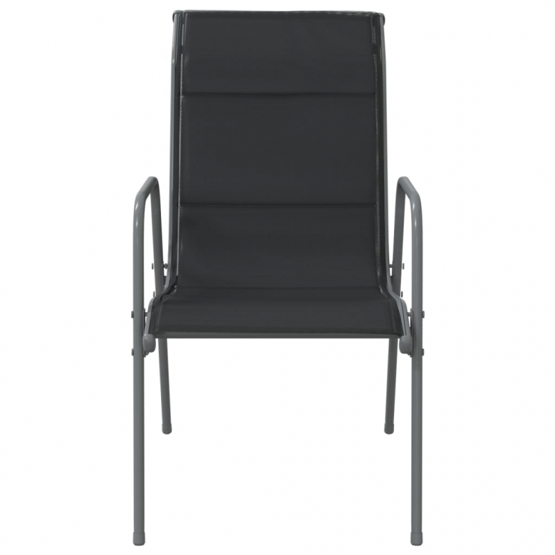 Gartenstühle 6 Stk. Stahl und Textilene Schwarz