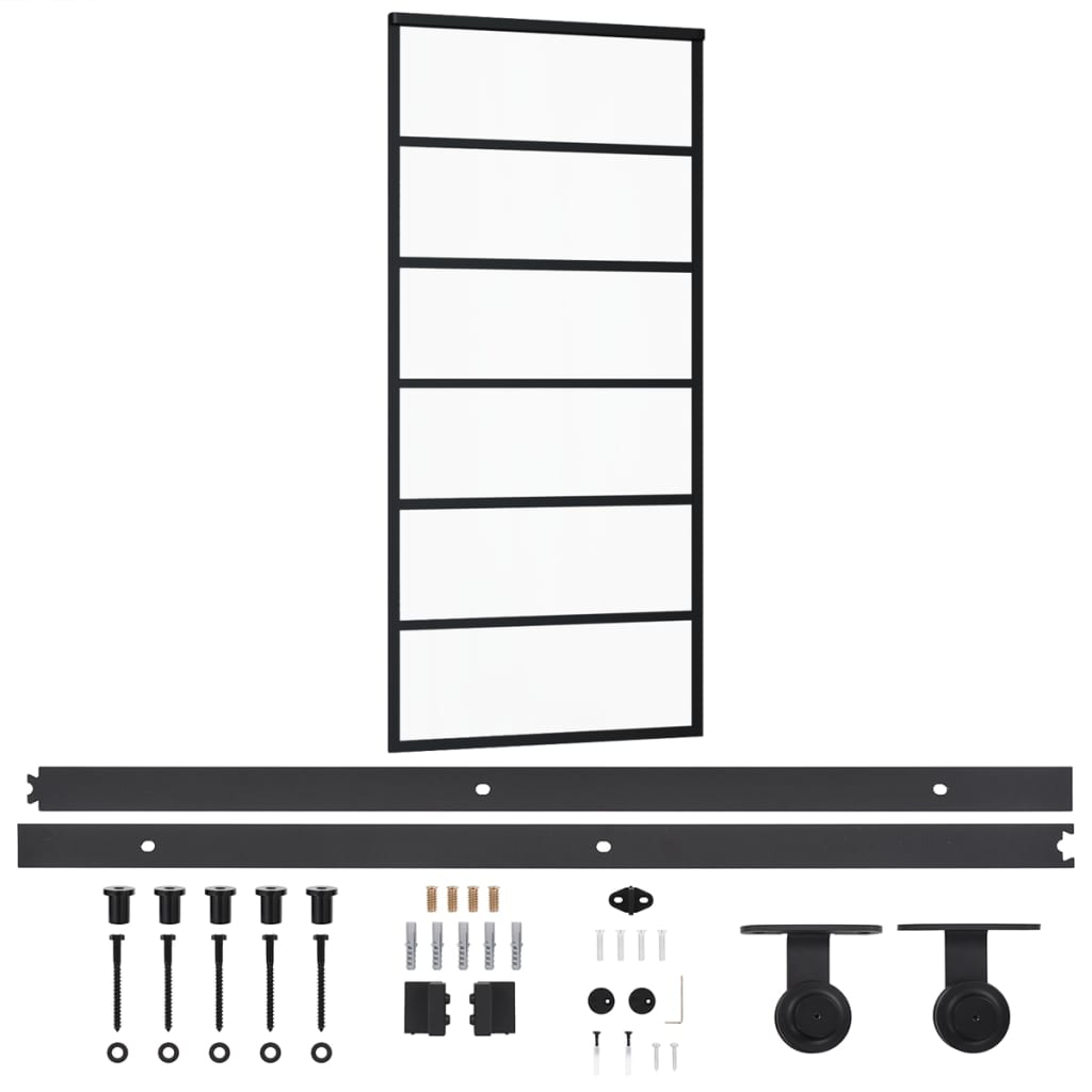 Schiebetür mit Beschlag ESG-Glas & Aluminium 90x205 cm