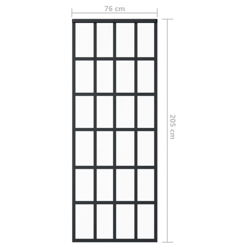 Schiebetür mit Beschlag ESG-Glas & Aluminium 76x205 cm