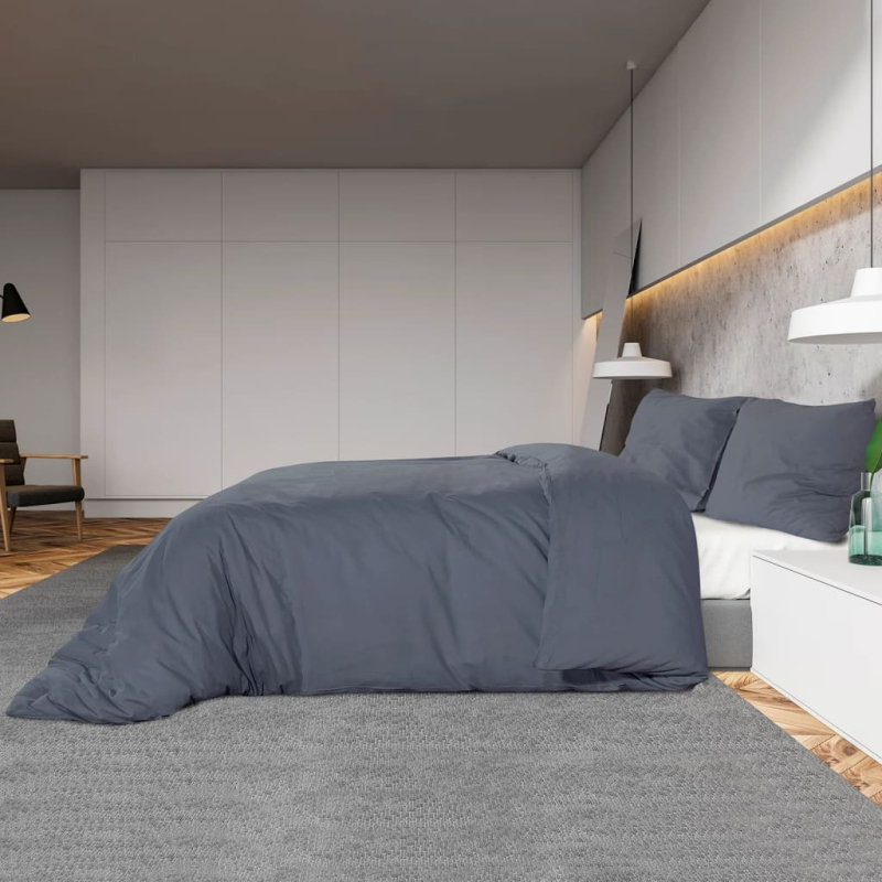 Bettwäsche-Set Anthrazit 200x200 cm Baumwolle