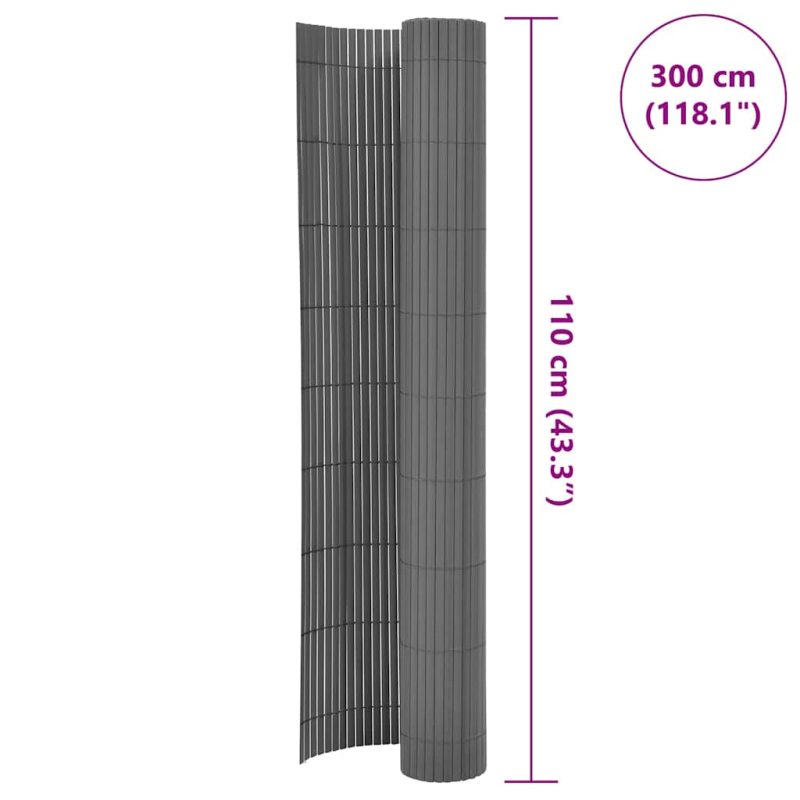 Gartenzaun Doppelseitig 110x300 cm Grau