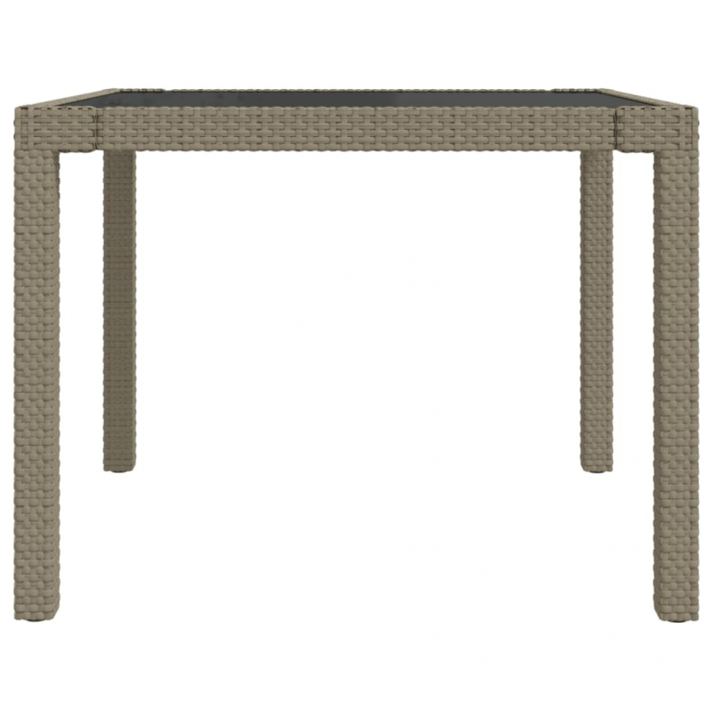 Gartentisch 90x90x75 cm Gehärtetes Glas Poly Rattan Beige