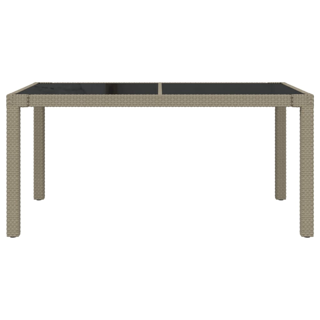 Gartentisch 150x90x75 cm Gehärtetes Glas Poly Rattan Beige