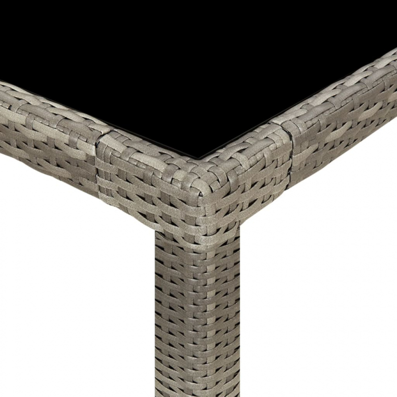 Gartentisch Grau 250x100x75 cm Hartglas und Poly Rattan