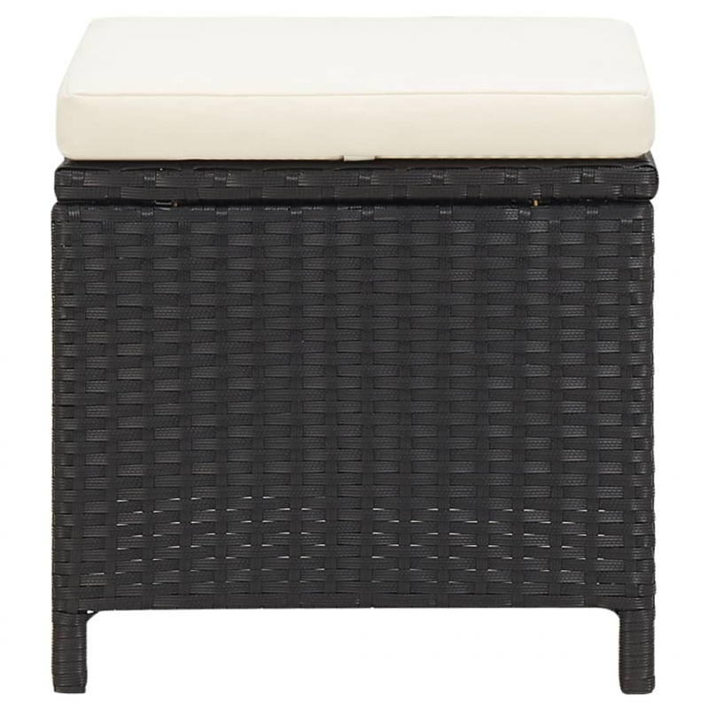 4-tlg. Gartenstuhl und Hocker Set Poly Rattan Schwarz