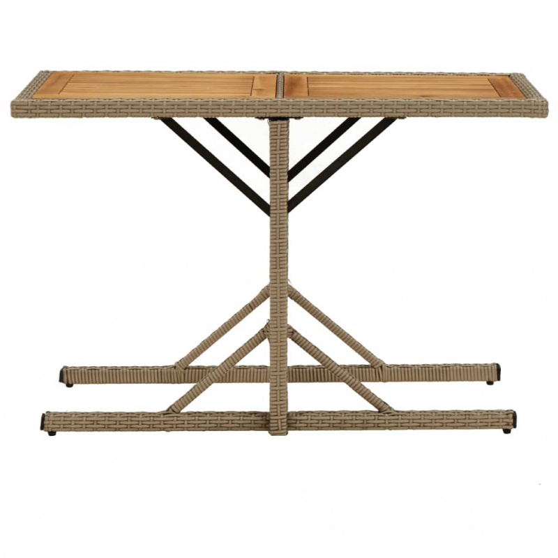 Gartentisch Beige Massivholz Akazie und Poly Rattan