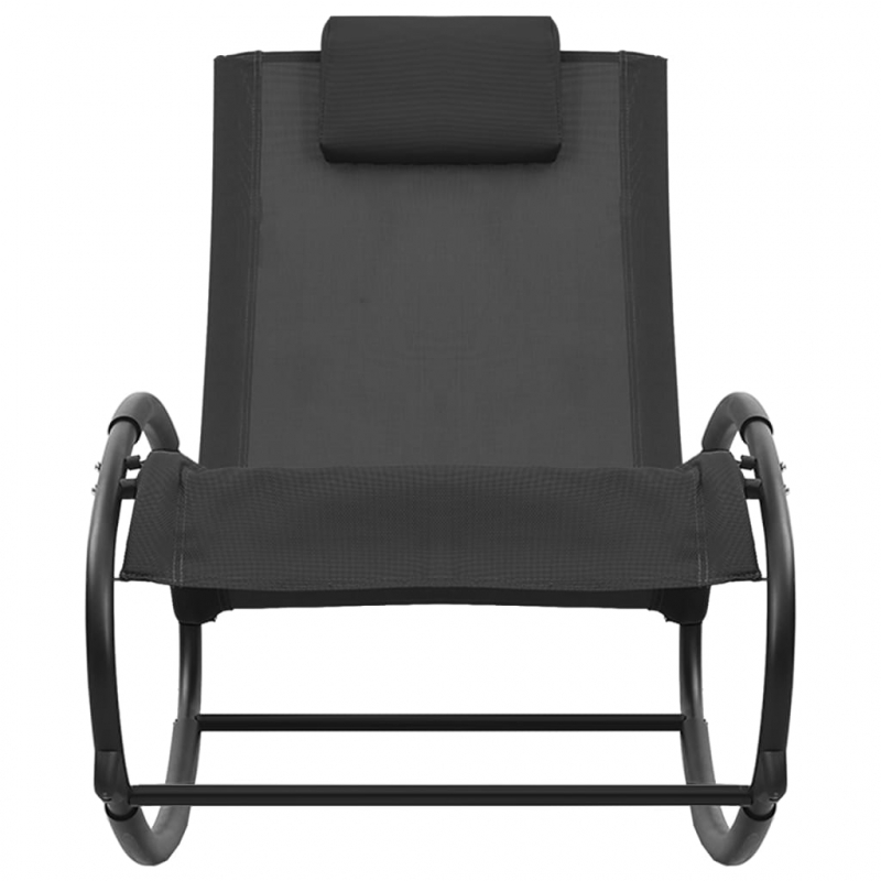 Sonnenliege mit Kissen Stahl und Textilene Schwarz