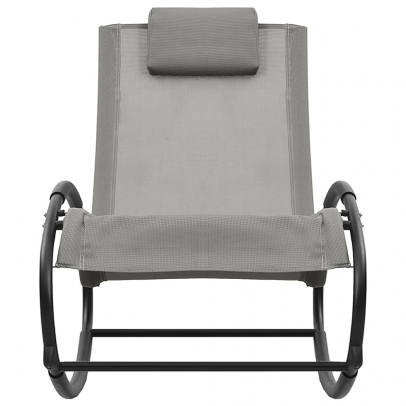 Sonnenliege mit Kissen Stahl und Textilene Grau