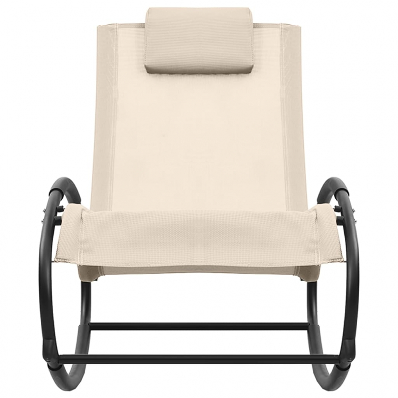 Sonnenliege mit Kissen Stahl und Textilene Creme