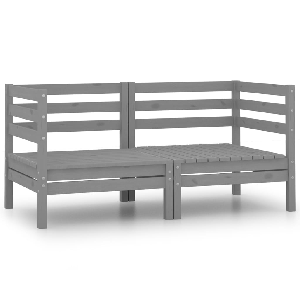 2-Sitzer-Gartensofa Grau Kiefer Massivholz