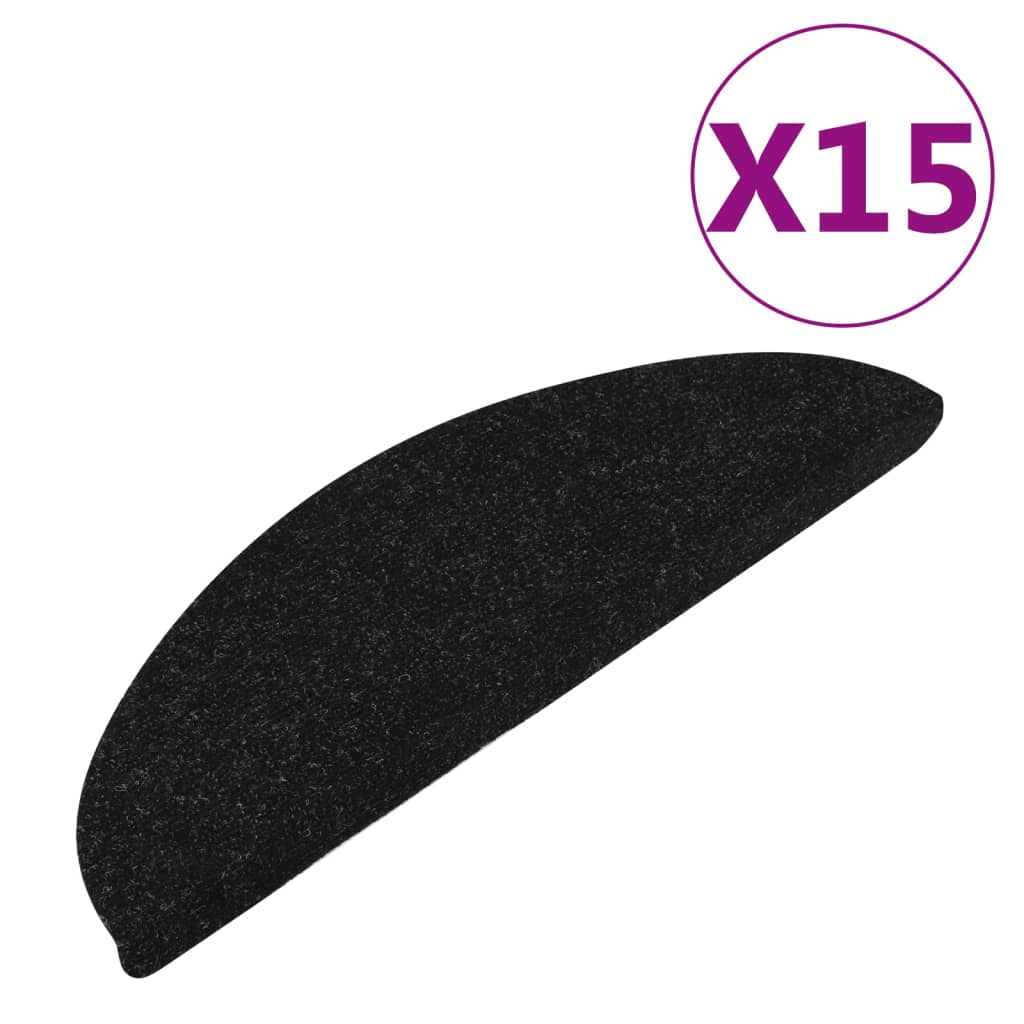 Stufenmatten Selbstklebend 15 Stk. 56x17x3 cm Schwarz