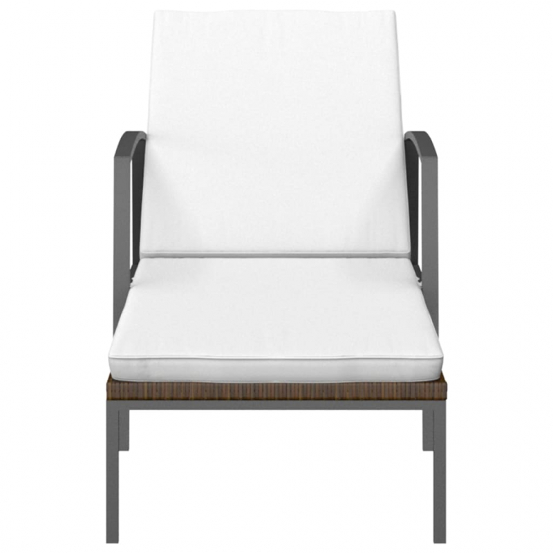 Sonnenliegen 2 Stk. mit Tisch Poly Rattan Braun