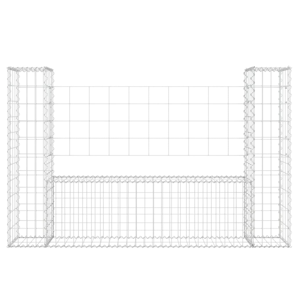 Gabionenkorb U-Form mit 2 Säulen Eisen 140x20x100 cm