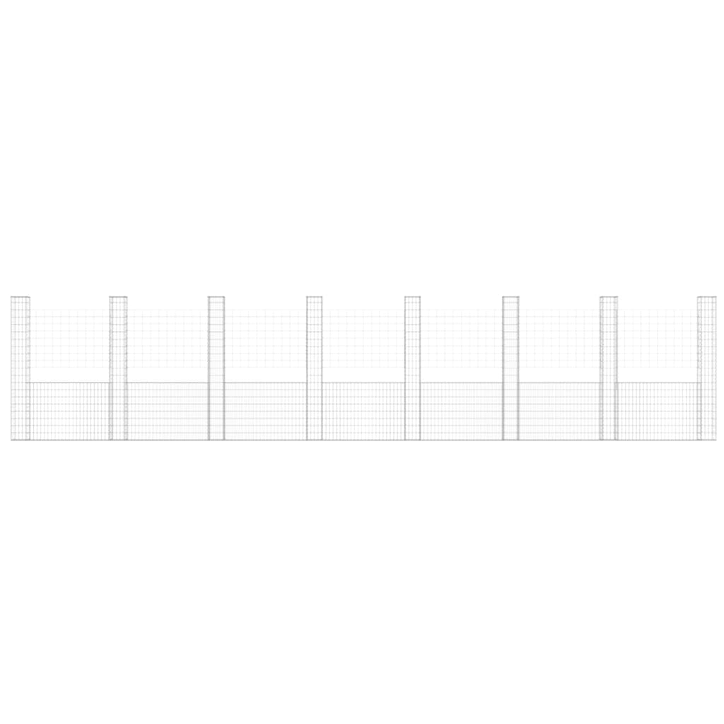 Gabionenkorb U-Form mit 8 Säulen Eisen 860x20x200 cm