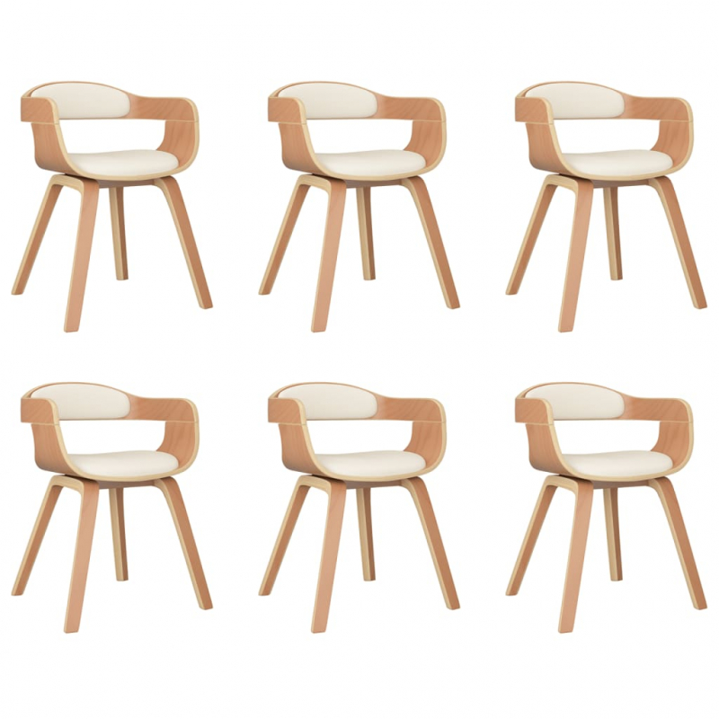 Esszimmerstühle 6 Stk. Creme Bugholz und Kunstleder