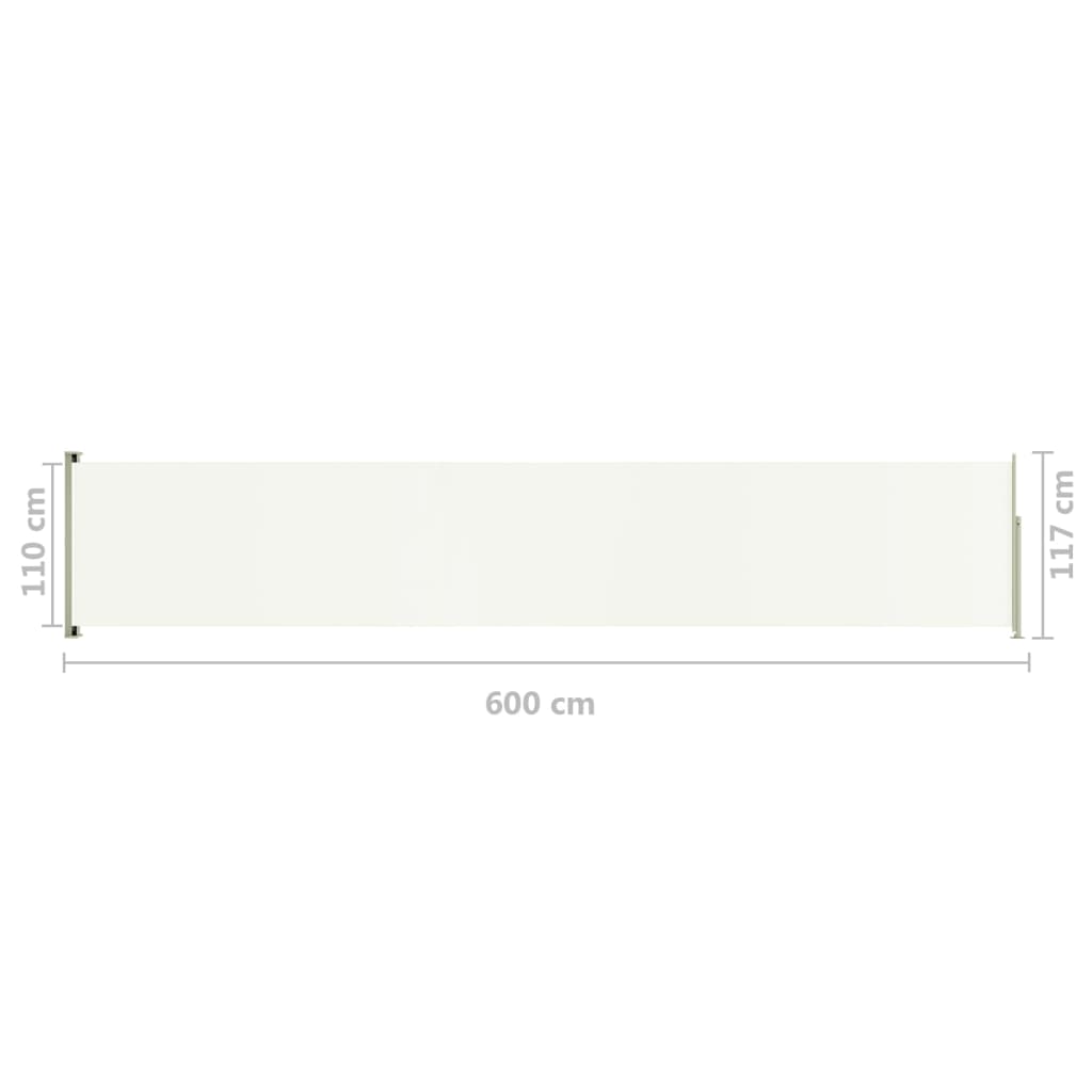 Seitenmarkise Ausziehbar 117x600 cm Creme