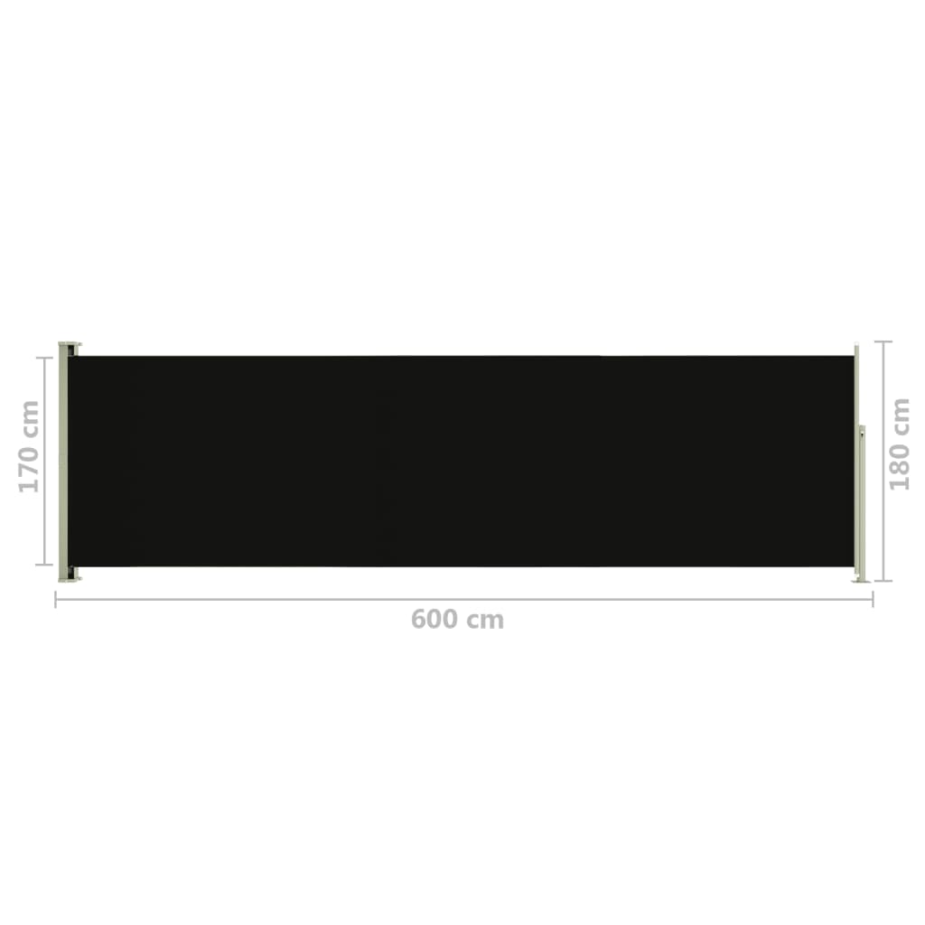 Seitenmarkise Ausziehbar 180x600 cm Schwarz