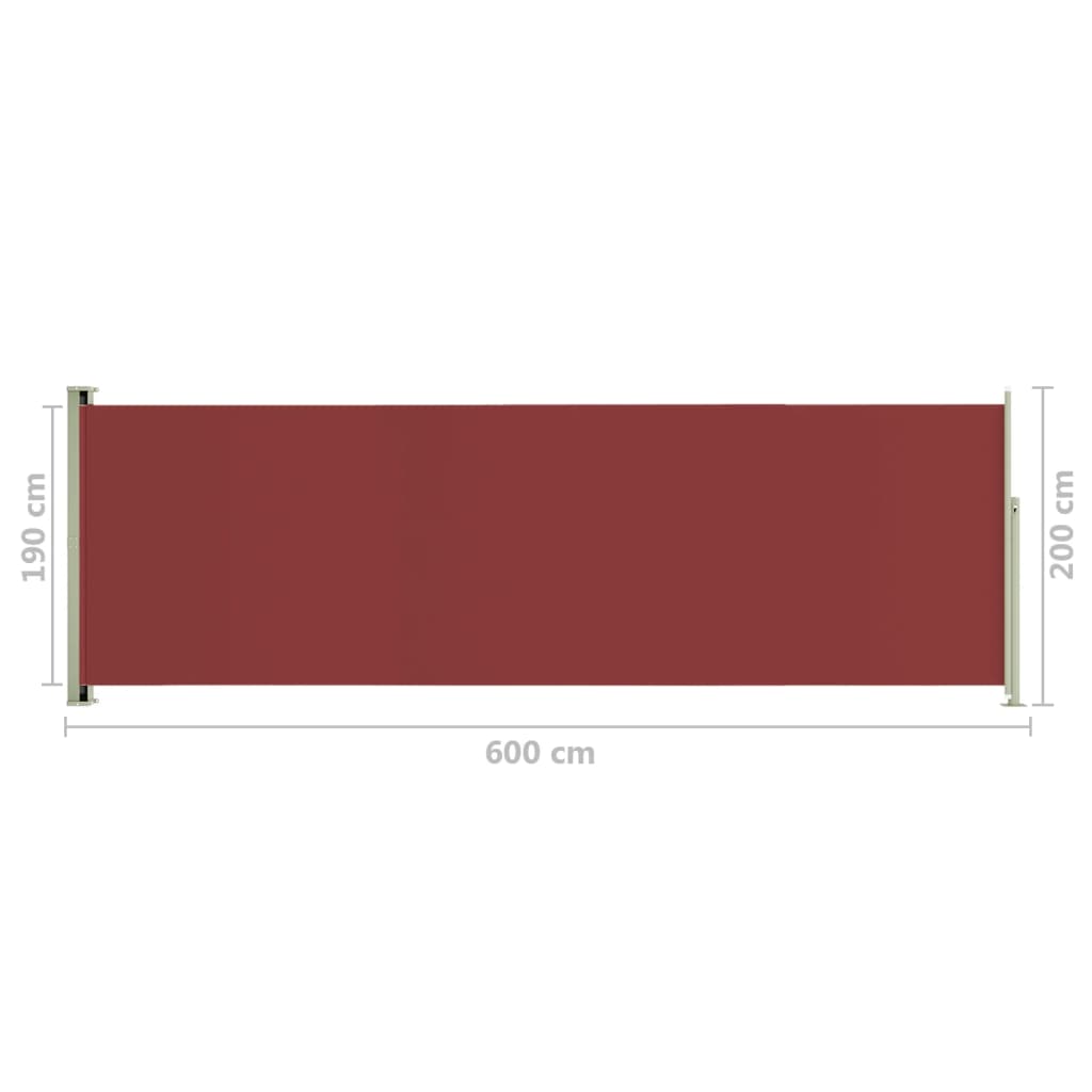 Seitenmarkise Ausziehbar 200x600 cm Rot