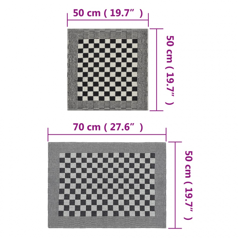 10-tlg. Handtuch-Set Schwarz und Weiß Baumwolle