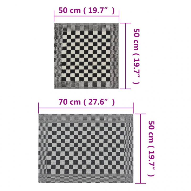 20-tlg. Handtuch-Set Schwarz und Weiß Baumwolle