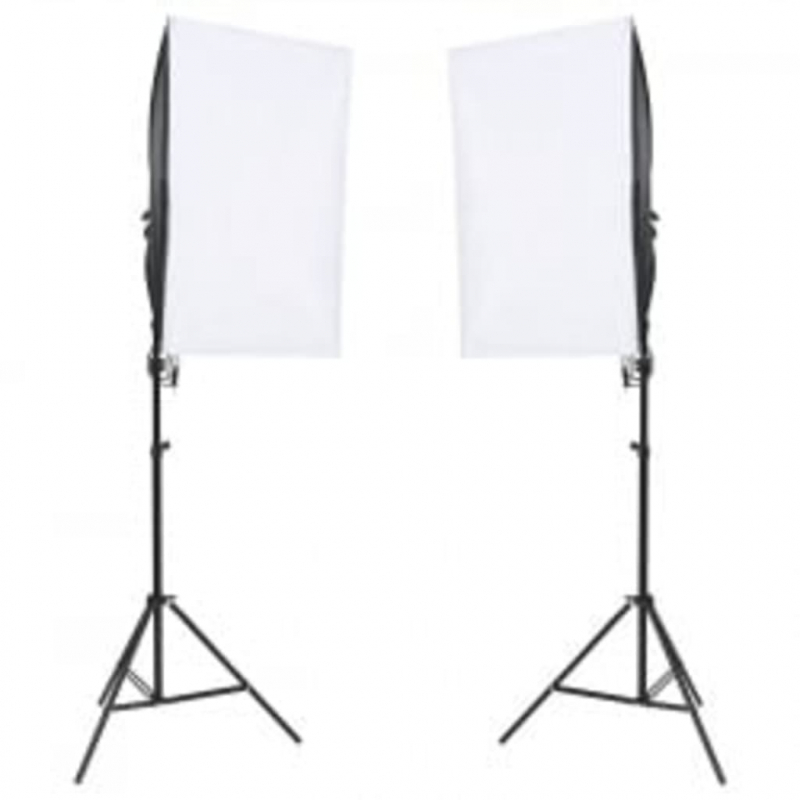 Fotostudio-Set mit Beleuchtung, Hintergrund und Reflektor