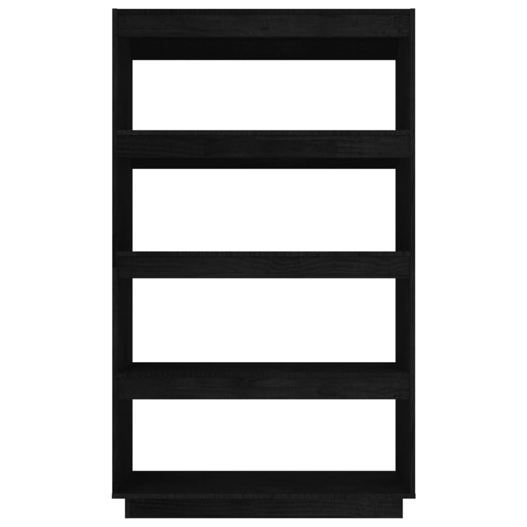 Bücherregal/Raumteiler Schwarz 80x35x135 cm Massivholz Kiefer