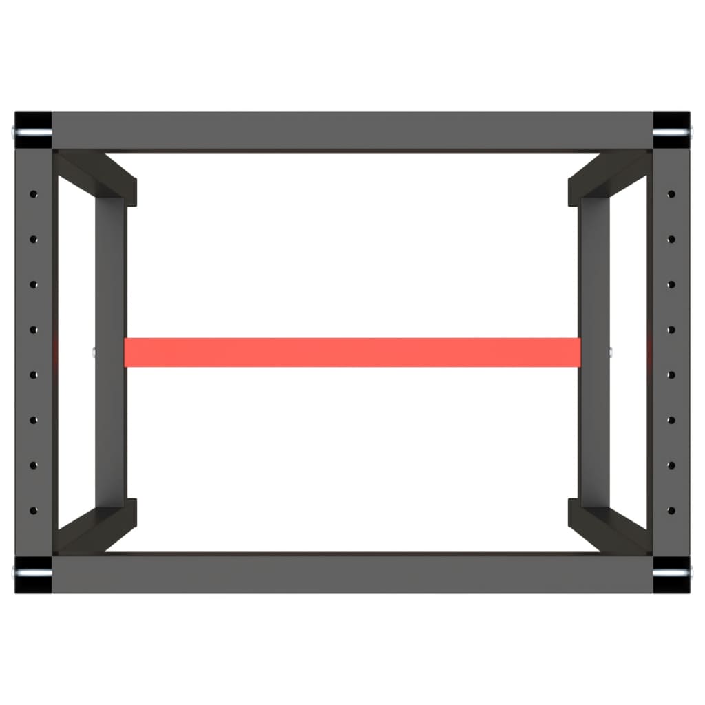 Werkbankgestell Mattschwarz und Mattrot 70x50x79 cm Metall
