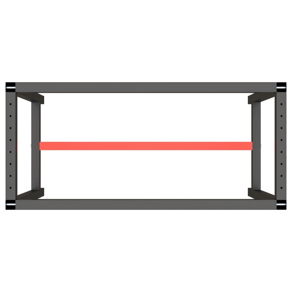 Werkbankgestell Mattschwarz und Mattrot 110x50x79 cm Metall
