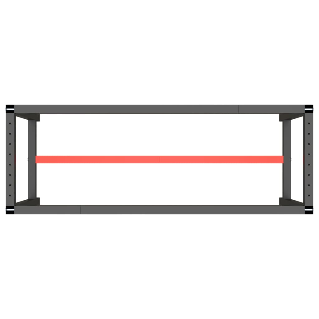Werkbankgestell Mattschwarz und Mattrot 140x50x79 cm Metall