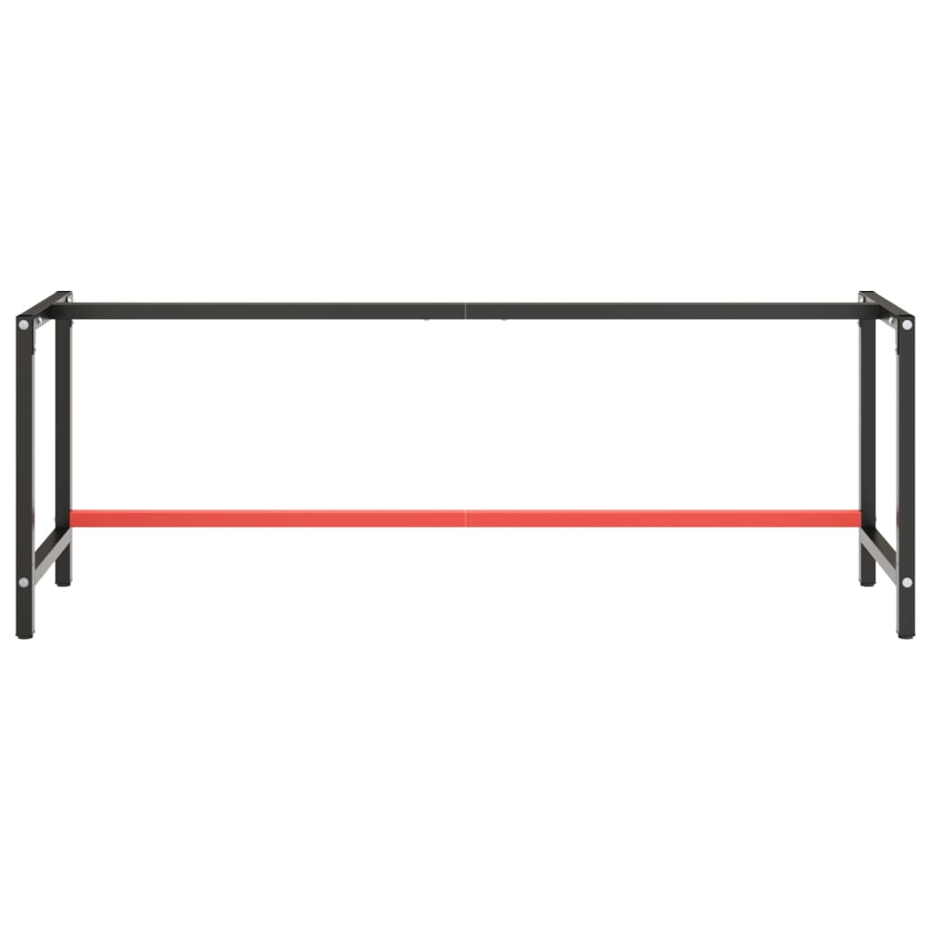 Werkbankgestell Mattschwarz und Mattrot 220x57x79 cm Metall