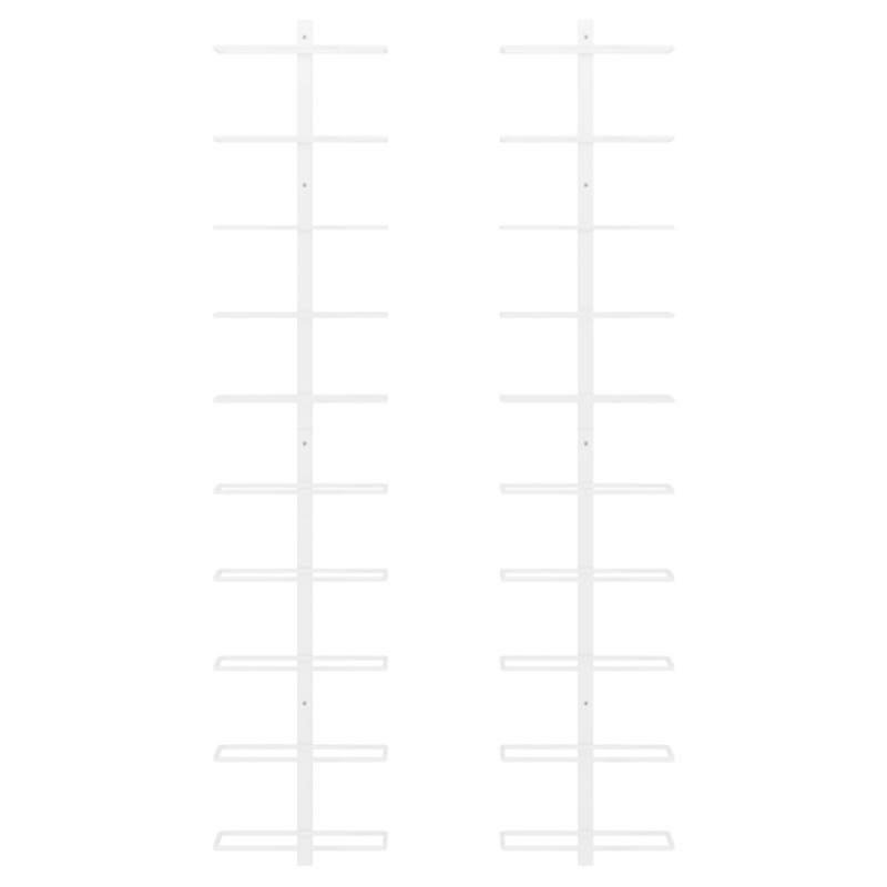 Wand-Weinregale für 10 Flaschen 2 Stk. Weiß Metall