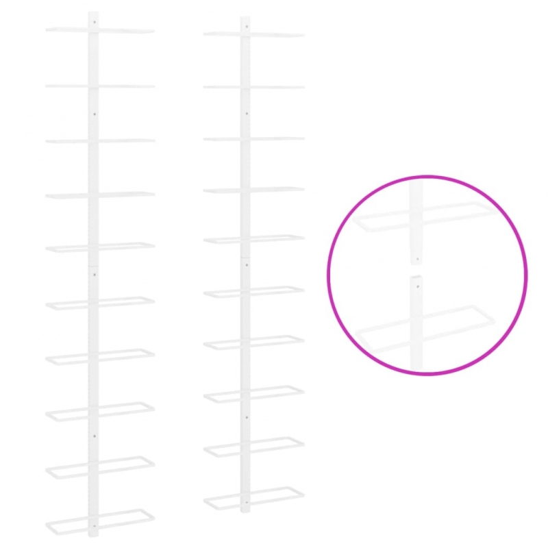 Wand-Weinregale für 10 Flaschen 2 Stk. Weiß Metall