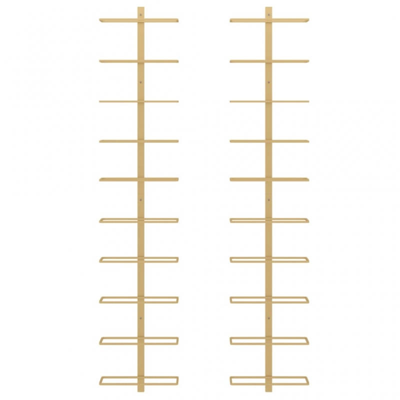 Wand-Weinregale für 10 Flaschen 2 Stk. Golden Metall