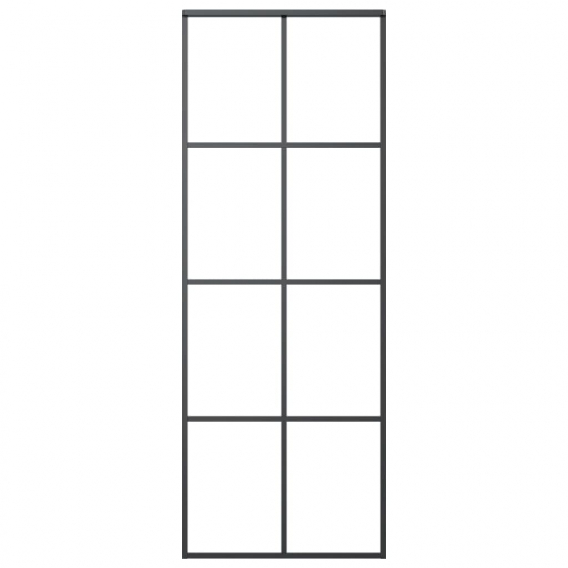 Schiebetür Schwarz 76x205 cm ESG Glas und Aluminium