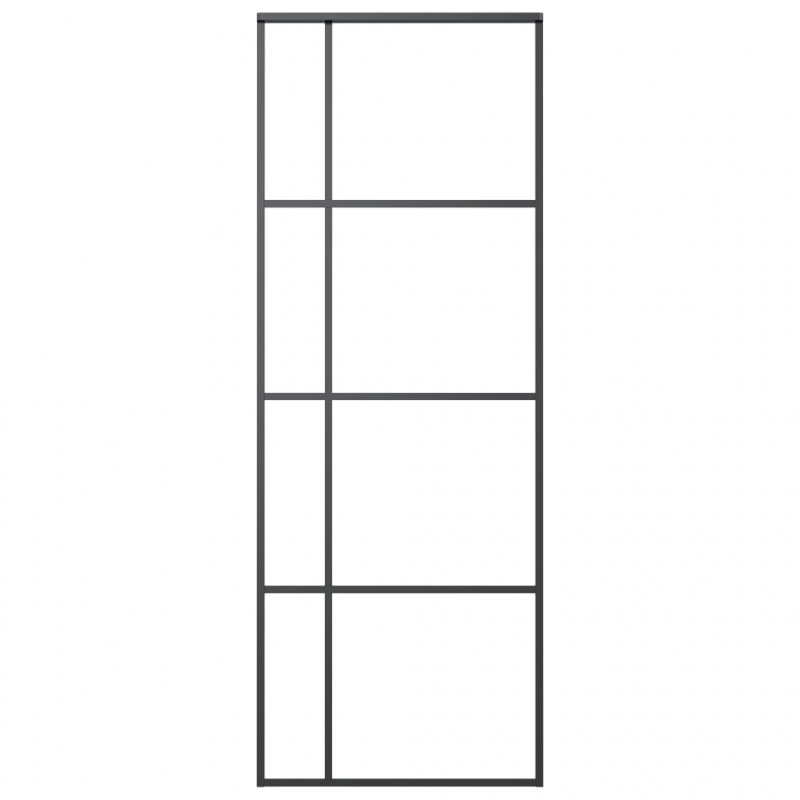 Schiebetür ESG-Glas und Aluminium mattiert 90x205 cm Schwarz