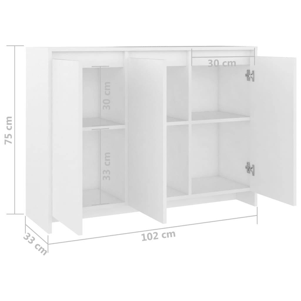 Sideboard Weiß 102x33x75 cm Holzwerkstoff