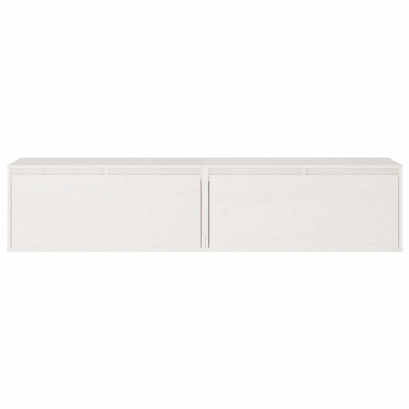 Wandschränke 2 Stk. Weiß 80x30x35 cm Massivholz Kiefer