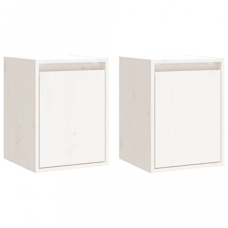 Wandschränke 2 Stk. Weiß 30x30x40 cm Massivholz Kiefer