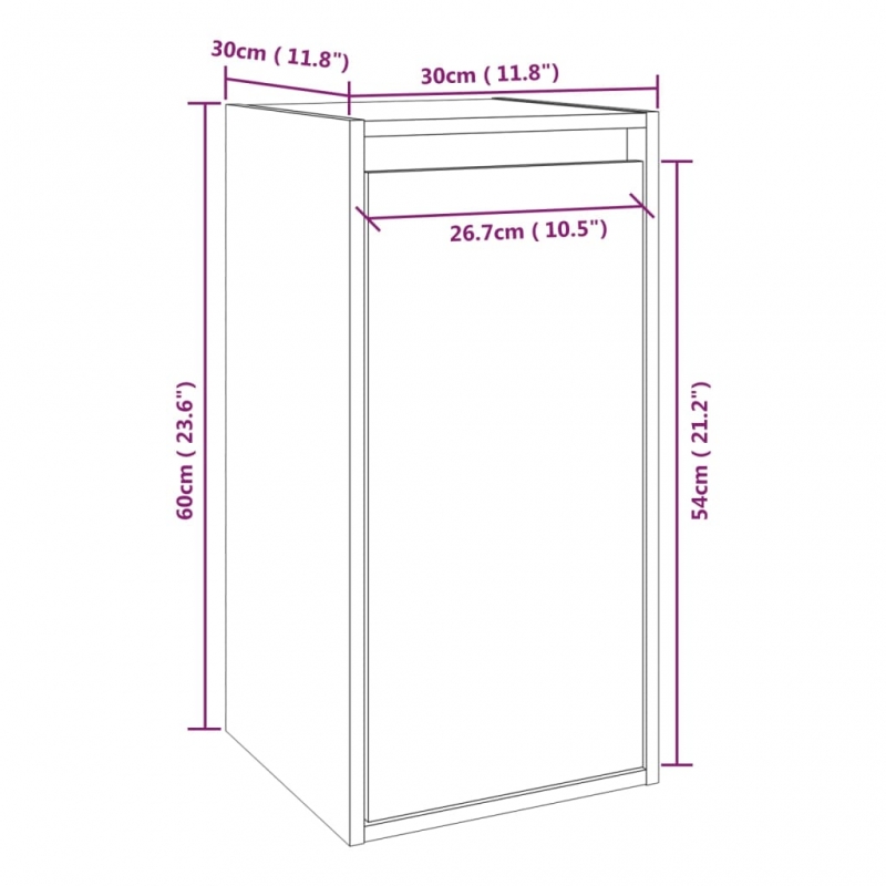 Wandschrank Weiß 30x30x60 cm Massivholz Kiefer