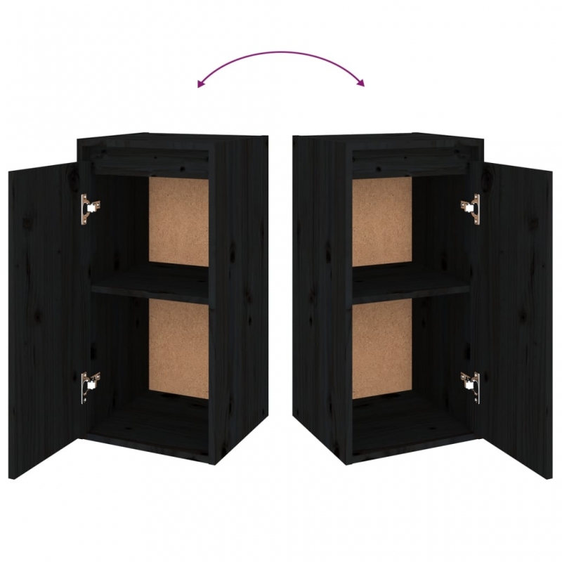 Wandschränke 2 Stk. Schwarz 30x30x60 cm Massivholz Kiefer